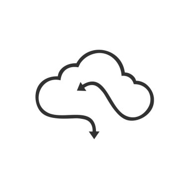 Bulut çizgi simgesini indir ve yükle. Mobil konsept ve web tasarımı için doğrusal biçim işareti. Okları aşağı ve yukarı ana hatlı vektör simgesi olan bulut deposu. Sembol, logo illüstrasyonu.