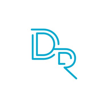 Dr doğrusal harfler logosu. , tipografi stili için mavi grafik ögesi, minimalist harf tasarımı. Düzenlenebilir felç. Stok vektör illüstrasyonu beyaz arkaplanda izole edildi.