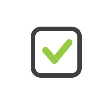 Onay işareti simgesini meydanında, vektör illüstrasyon izole beyaz arka plan üzerinde gösterimi.