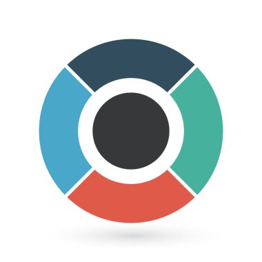 Daire grafik Infographic template sunumlar, reklam, düzenleri, yıllık raporlar için 4 seçenekleri ile. Beyaz arka plan üzerinde izole vektör çizim.