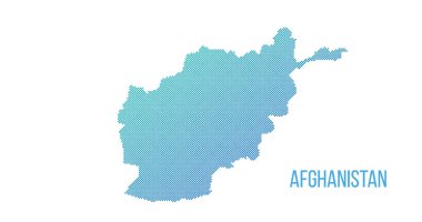 Afganistan haritası. Karelerden oluşan vektör yarım ton bileşimi. Vektör illüstrasyonu beyaz arkaplanda izole edildi.