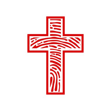 çapraz Başparmak Baskılar veya parmak izi Hıristiyan kimliğini gösteren. beyaz arka planda yalıtılmış vektör çizimi.