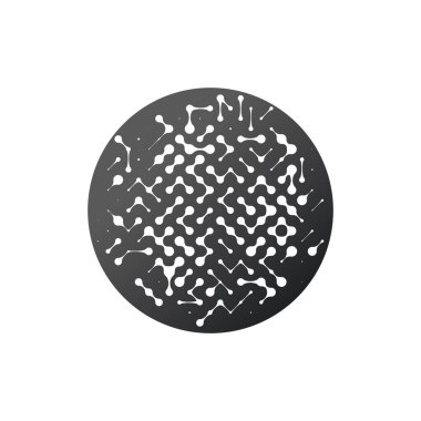 Çemberdeki moleküler yapının soyut görüntüsü. Nanoteknoloji konsepti, bağlantı modeli. Hisse vektör çizimi beyaz arkaplanda izole edildi.