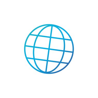 Web simgesi. Hat internet vektörü. Modayı takip eden düz dünya tabela tasarımı. Web sitesi, mobil uygulama için ince doğrusal ağ grafik pictogram.