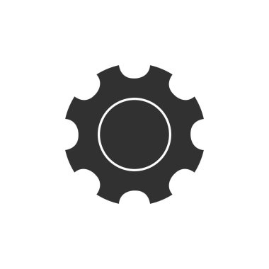 dişli veya dişli Simge vektörü. Basit düz sembol. Beyaz arka planda stok vektör çizimi.