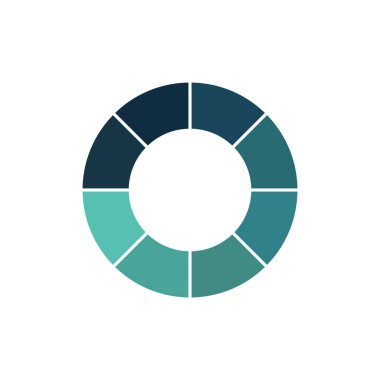 Yeşil daire grafik Infographic template 8 seçenekleri veya sunuları, reklam, düzenleri, yıllık raporlar için adımları ile mavi. Beyaz arka plan üzerinde izole vektör çizim.