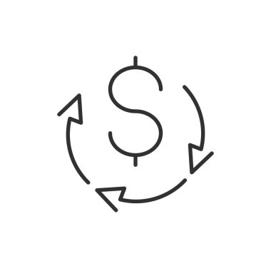 Oklar, ödeme veya Döviz finans simgesi, bankacılık veya yatırım konsepti yapılan daire dolar işareti simgesi. Vektör Illustration beyaz arka planda yalıtılmış.