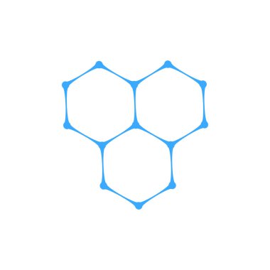 Altıgen Kimyasal Molekül Nano Atom Yapısı İkonu. Kimyasal hücre ikonu. Mobil konsept ve web tasarımı için sembol, logo illüstrasyonu.