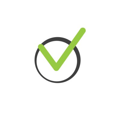 Kontrol listesi simgesi. Yuvarlak işarette işaretle. Beyaz arkaplanda izole edilmiş vektör illüstrasyonu.