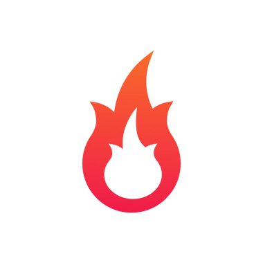 Ateş veya basit bir Logo alev. Beyaz arka plan üzerinde izole vektör çizim.