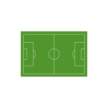 Futbol sahası ikonu. İnternet için futbol ya da futbol alanı vektör simgesinin basit bir gösterimi. Vektör illüstrasyonu beyaz arkaplanda izole edildi