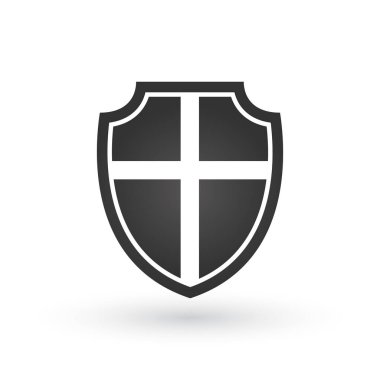 Vektör haçlıları kalkanı, vektör illüstrasyonu beyaz arkaplanda izole edildi.