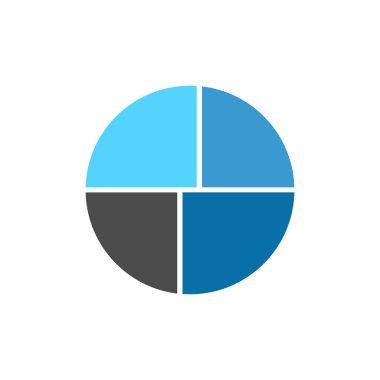 Dört bölümden li vektör daire bilgi grafiği. Diyagram, grafik, sunu ve grafik için şablon. Dört seçenek, parça, adım veya süreç içeren iş konsepti. Vektör çizimi.