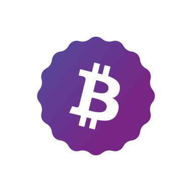 İnternet parası için Bitcoin simgesi. Engelleme zinciri tabanlı güvenli kripto para birimi. İzole vektör çizimi. Web projelerinde veya mobil uygulamalarda kullanmak için şifreli para birimi simgesi ve para resmi.
