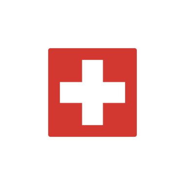 Kırmızı ilk yardım düğmesi işareti. Hisse Vektörü illüstrasyonu beyaz arkaplanda izole edildi.