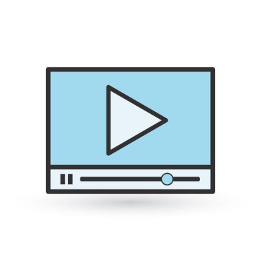 Modern düz video oyuncu arayüzü, beyaz arka plan üzerinde izole vektör çizim vektör.