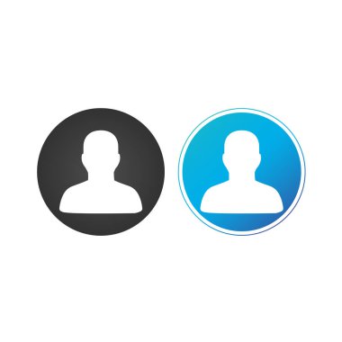 Çember düğmesinde kullanıcı simgesi. Vektör İllüstrasyonu beyaz arkaplanda izole edildi.