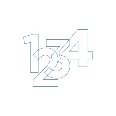 Matematik ve hesaplama doğrusal simgesi ve 1234 haneli. Sunum, rapor, broşür, web sitesi için vektör illüstrasyonu. Hisse Vektörü illüstrasyonu beyaz arkaplanda izole edildi