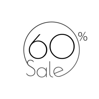 İndirim, fiyat doğrusal etiketi veya etiketi, perakende reklam kampanyası sembolü, satış tanıtım pazarlaması, yüzde 60. Sanat şablonu tasarımı, liste, sayfa, model broşür stili, pankart, fikir, cov