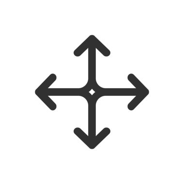 Dört yönden simgesi beyaz arka plan üzerinde izole okları. Düz tasarım. Vektör çizim.