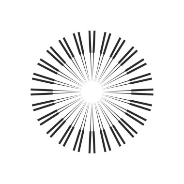 Veri bloğu, kirişler, geometrik tasarım daireler ışınları. Beyaz arka plan üzerinde izole vektör çizim.