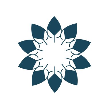 Vektör organik ve doğal amblem ve logo tasarım şablonu, ekoloji kavramı, yaprakları ile yapılan daire. Beyaz arka plan üzerinde izole vektör çizim.