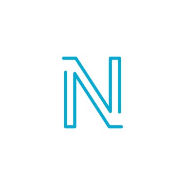 Doğrusal geometrik alfabe harfi N. Düzenlenebilir vuruş. Stok vektör illüstrasyonu beyaz arkaplanda izole edildi.