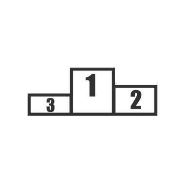 Boş Kazananlar Podyumu. Zafer Kutlaması. Birinci Secon Üçüncülüğü. Beyaz arka planda yalıtılmış vektör çizimi.