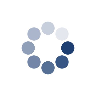 Mavi daire simgesi yükleniyor. Tampon yükleyici ya da önyükleyici. Yükle ya da yükle. Vektör illüstrasyonu beyaz arkaplanda izole edildi.