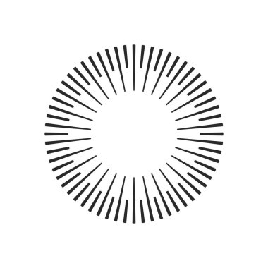 Veri bloğu, kirişler, geometrik tasarım daireler ışınları. Beyaz arka plan üzerinde izole vektör çizim.