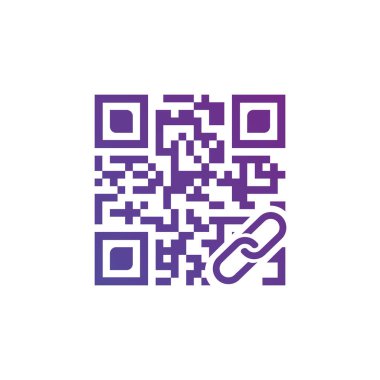 Bağlantı simgesiyle Qr taraması kavramı, beyaz arkaplanda izole edilmiş vektör illüstrasyonu.