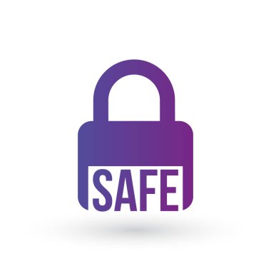 Güvenlik simgesi güvenli kilit simgesi, asma kilit sembolü. Beyaz arkaplanda izole edilmiş vektör çizimi. temiz tasarım.