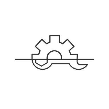 Anahtar ve dişli simgesi, gelişimin ve kişiselleştirmenin sembolü. Vektör illüstrasyonu beyaz arkaplanda izole edildi