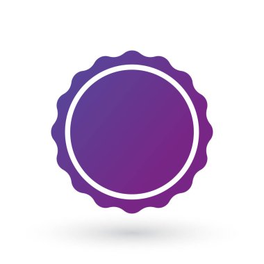 Mor eğimli pürüzsüz kenar patlaması, rozet, mühür ya da etrafında çizgi olan etiket. uygulamalar ve ambalaj için düz vektör çizimi, beyaz arkaplanda izole.