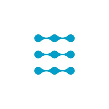 Üç paralel çizgide daire nokta bağlantı yapısı ile ağ veya teknoloji zinciri logo şablonu. Beyaz arka planda yalıtılmış Stok Vektör çizimi