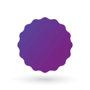 Mor eğimli, pürüzsüz kenar patlaması, rozet, mühür ya da etiket. uygulamalar ve ambalaj için düz vektör çizimi, beyaz arkaplanda izole.