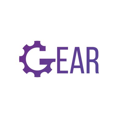 Mektup G Dişli Mühendisi Logo Tasarım Şablon Öğesi. Beyaz arka planda stok vektör çizimi.