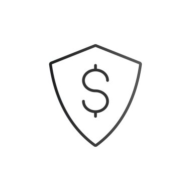 Dolar para para birimi Işareti kalkan simgesi. Vektör Illustration beyaz arka planda yalıtılmış.