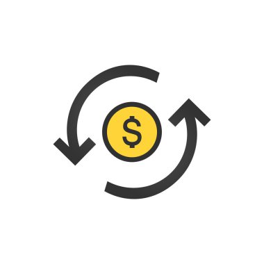 Daire ok simgesi simgesini Doları. banka, para birimi, para, ücret, exchange, finans, kredi, ödeme simge vektör çizim