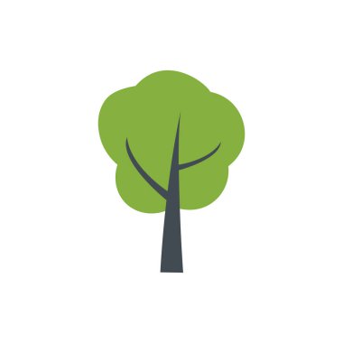 Yeşil Ağaç simgesi. Orman sembolü. Beyaz arkaplanda izole edilmiş vektör illüstrasyonu.