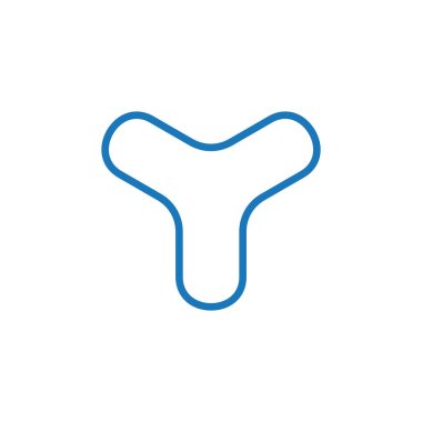 Y harfi logo tasarım şablonu ögesi mavi. Beyaz arkaplanda izole edilmiş vektör çizimi. Düzenlenebilir vuruş.