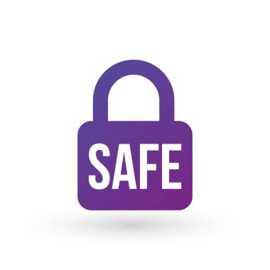 Güvenlik simgesi güvenli kilit simgesi, asma kilit sembolü. Beyaz arkaplanda izole edilmiş vektör çizimi. temiz tasarım.