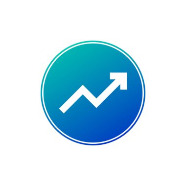 Grafik, diyagram. Modern yuvarlak düz simgesi ile mavi daire beyaz sembolü . Büyüme ve başarı kavramı. Beyaz arka planda yalıtılmış vektör çizimi