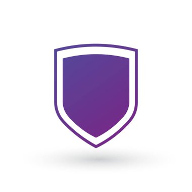 Beyaz arkaplanda soyut güvenlik vektör çizimi izole edildi. Kalkan simgesi. Simgeyi kilitle.