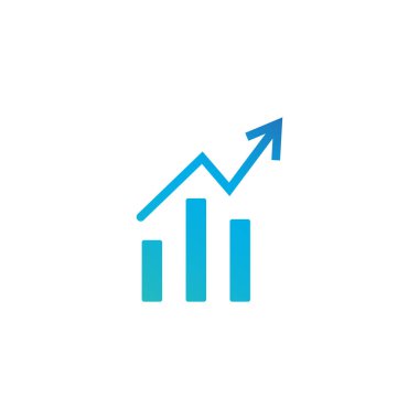 Büyüme vektörü diyagramı ve yukarı doğru ok. Beyaz arkaplanda vektör simgesi izole edildi.
