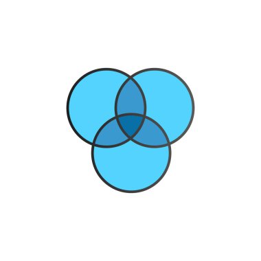 Üç çakışan daireler infografik. Diyagram, grafik, sunu ve grafik için şablon. Üç seçenek, parça, adım veya süreç içeren iş konsepti. Vektör çizimi.