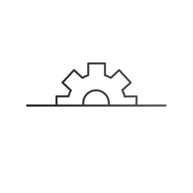 Yarım vites ayarları simgesi. Çarklı teçhizat mekanizması ve metin yeri. Vektör illüstrasyonu beyaz arkaplanda izole edildi