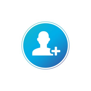 Kullanıcı yuvarlak simgesi ekle. Web ve yazılım arayüzleri için vektör tasarlandı. Beyaz arkaplanda izole edilmiş vektör illüstrasyonu.