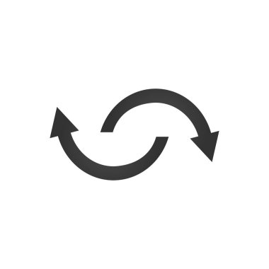 Dönen oklar, dönen oklar. Gri arkaplandaki düz vektör simgesi ya da imzası. modern trend tasarım biçimi resmetme sembolü beyaz arkaplanda izole.