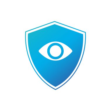 Göz ile güvenli koruma kalkanı. Beyaz arka plan üzerinde izole vektör çizim.